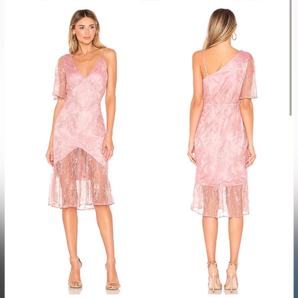 ELORA MIDI DRESS IN METALLIC ROSE